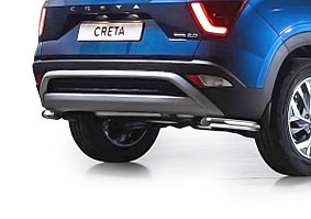 Hyundai Creta 2021- Защита заднего бампера d57 уголки