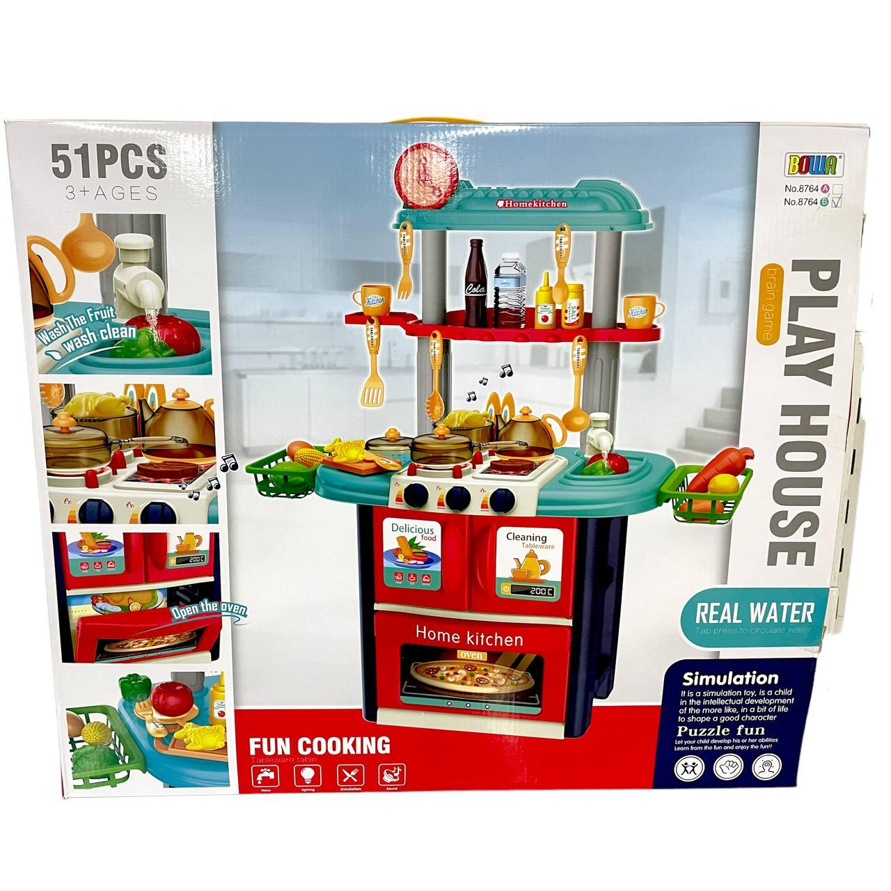 8764 Play House  Кухня с водой, гриль 51предм звук,свет 60*53см