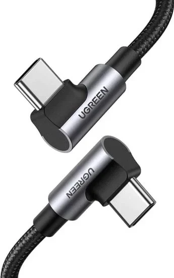 UGREEN 70698 Кабель US335 Angled USB-C M/M Cable Aluminium Shell with Braided 2m (Black)