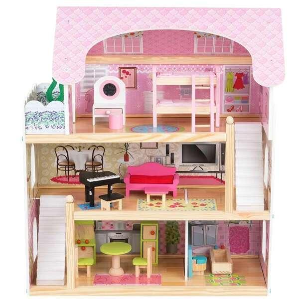 Edufun Игровой набор "Деревянный дом для кукол" с мебелью, 62,5*31*70 см