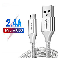 UGREEN 60151 Кабель US290 Micro USB 2.0 Cable 1M Metal/White