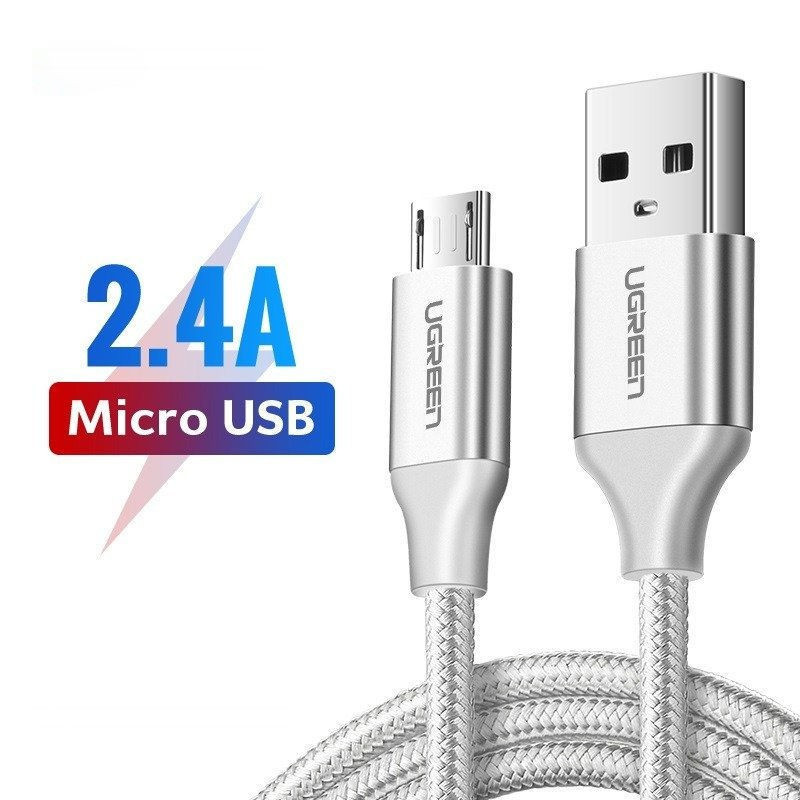 UGREEN 60403 Кабель US290 USB 2.0 A to Micro USB Cable Nickel Plating Aluminum Braid 3m (Black)