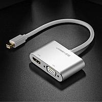 UGREEN 20421 Адаптер MD115 Mini DP to HDMI + VGA Converter (Silver)