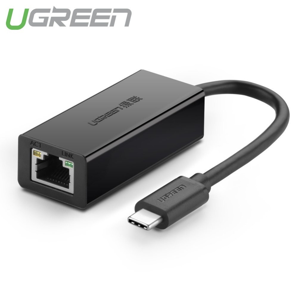 UGREEN 30287 Конвертер сигнала USB 2.0 Type C 10/100Mbps Ethernet Adapter 110mm (Black)