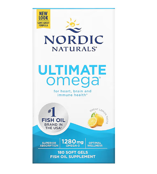 Nordic Naturals, Ultimate Omega, со вкусом лимона, 1280 мг, 180 капсул