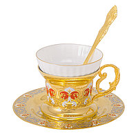 Набор чайный "Яблочко Наливное" ( тарель, чашка, ложка) - Купить в Казахстане