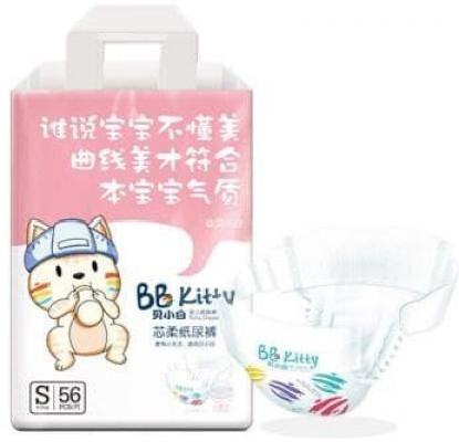Детские подгузники Bby Kitty. S (4-8 кг), 56 шт.