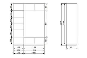 Шкаф-купе 3-дверный Slide 179,2х240,3х60,1 см, с тремя зеркалами, Сонома, фото 3