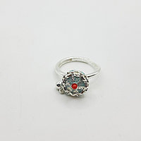Кольцо с мантрой в цветке лотоса, серебро 925
