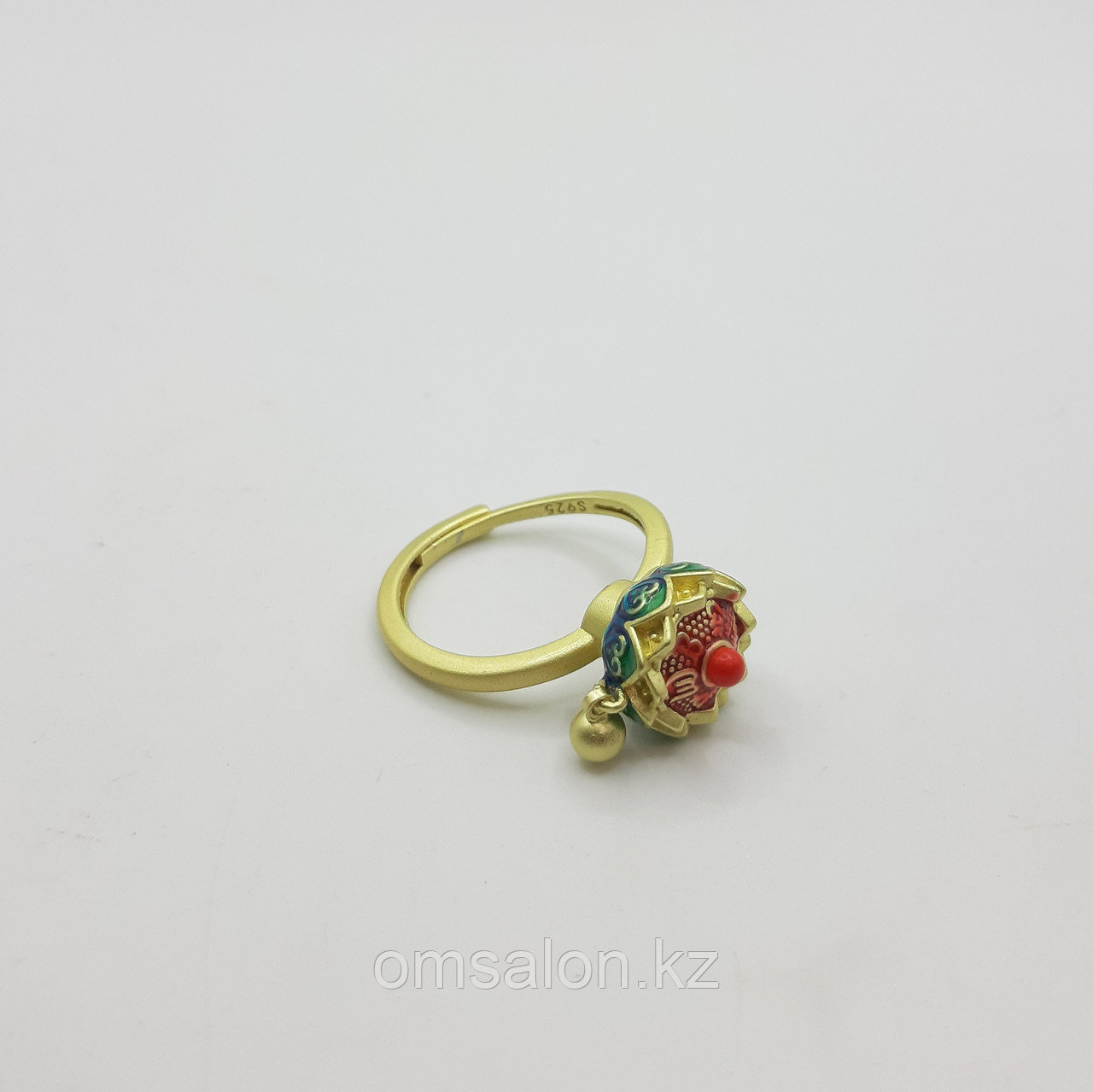 Кольцо с мантрой в цветке лотоса, серебро 925
