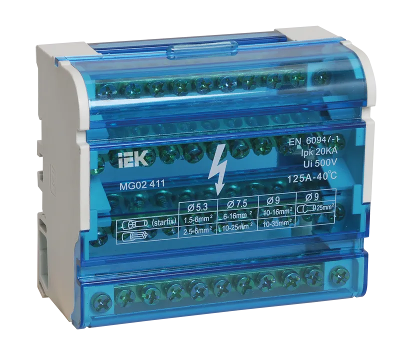 Шины на DIN-рейку в корпусе (кросс-модуль) ШНК 4х11 3L+PEN IEK