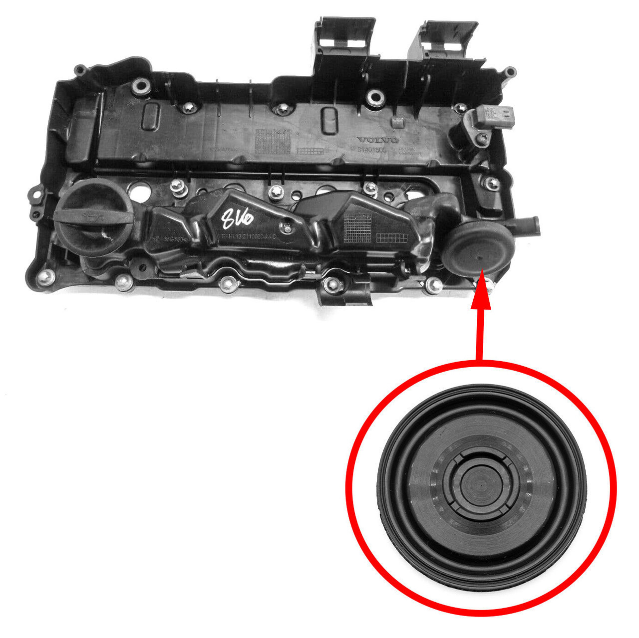 Мембрана клапанной крышки Volvo 2.0L 31401505, 31430348, 31461860, 31670228, фото 1
