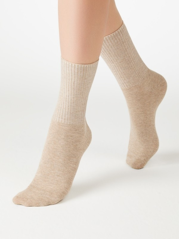 Хлопковые женские носки с широкой комфортной резинкой "в рубчик" - фото 2 - id-p104285106