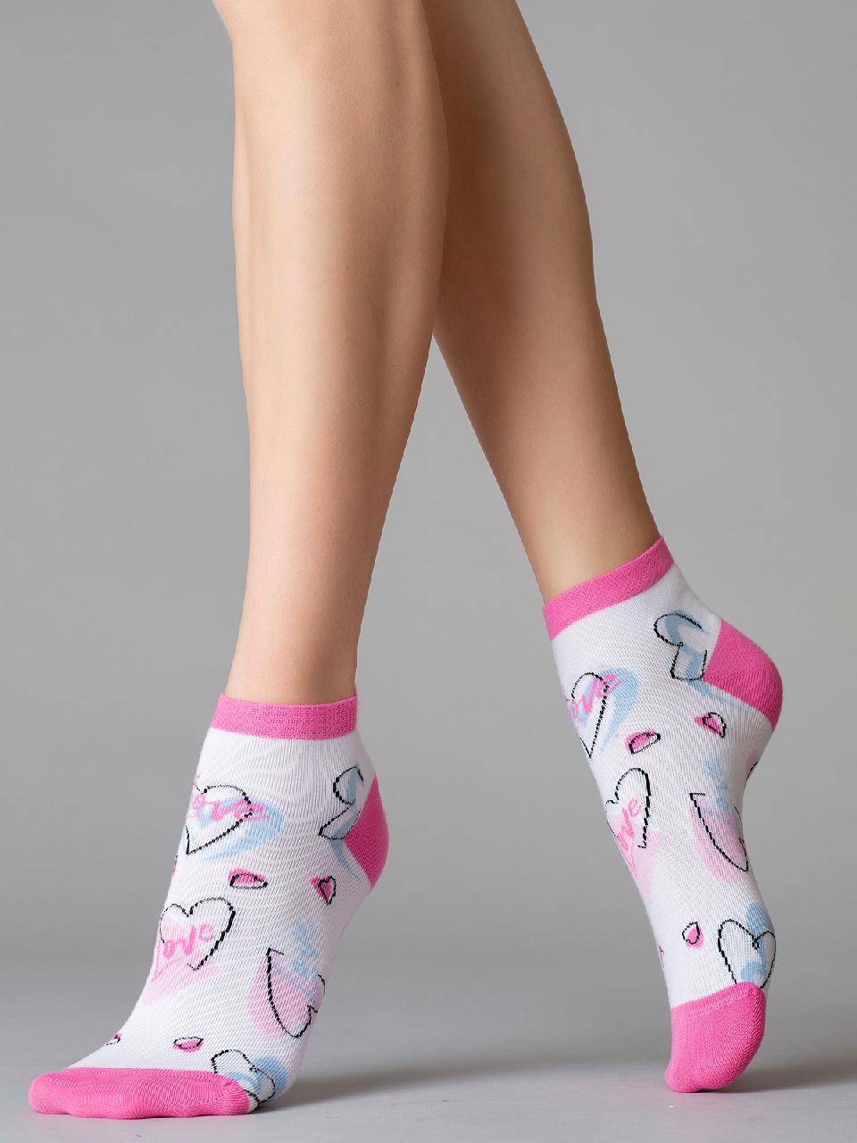 Хлопковые женские носки с рисунком "сердечки"