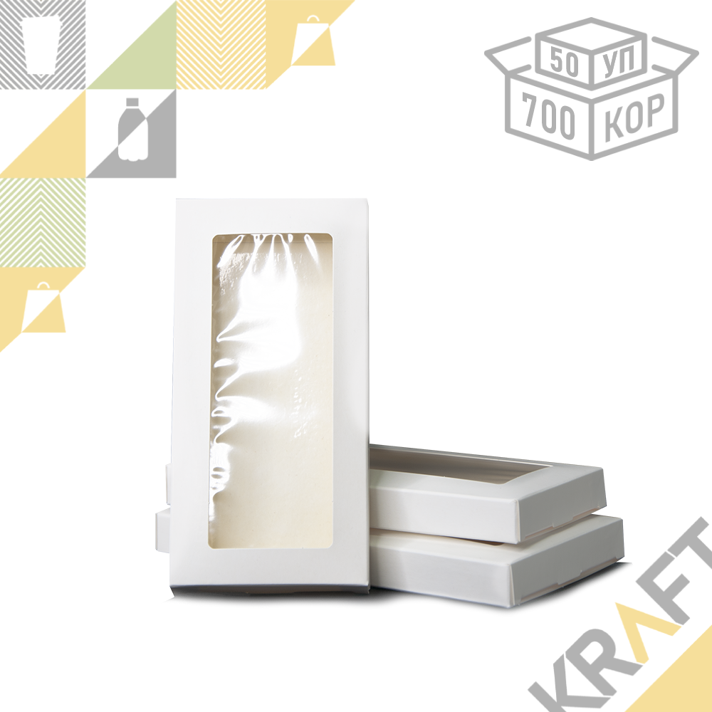 Упаковка для шоколада Chocolate Window White 160*80*15 мм (50/700) - фото 1 - id-p104296273