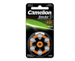 Bat A-13 БАТАРЕЙКА CAMELION ZINC AIR A13-BP6(0%HG) 6 ШТ. В БЛИСТЕРЕ