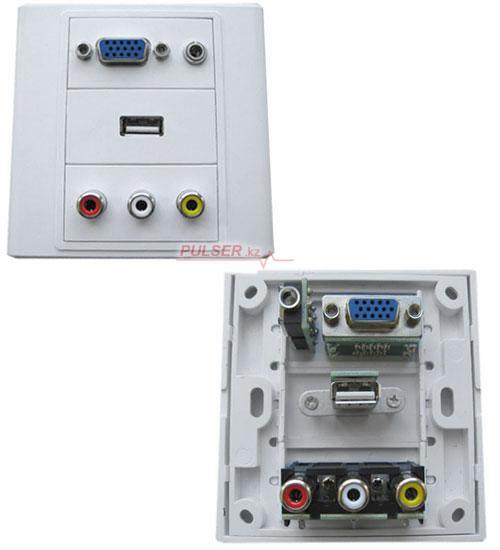Настенная панель-переходник D-Sub (VGA)/RCA/USB/3.5mm, Espada - фото 1 - id-p104307575
