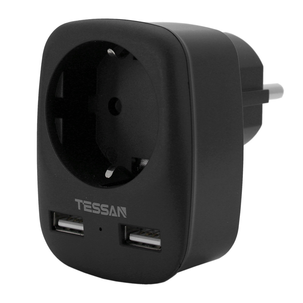Сетевой фильтр + зарядка Tessan TS-611-DE, Черный - фото 2 - id-p104307923