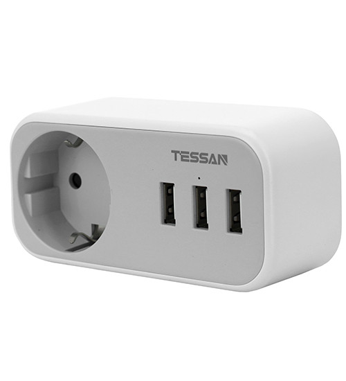 Сетевой фильтр + зарядка Tessan TS-329, Серый - фото 1 - id-p104307926