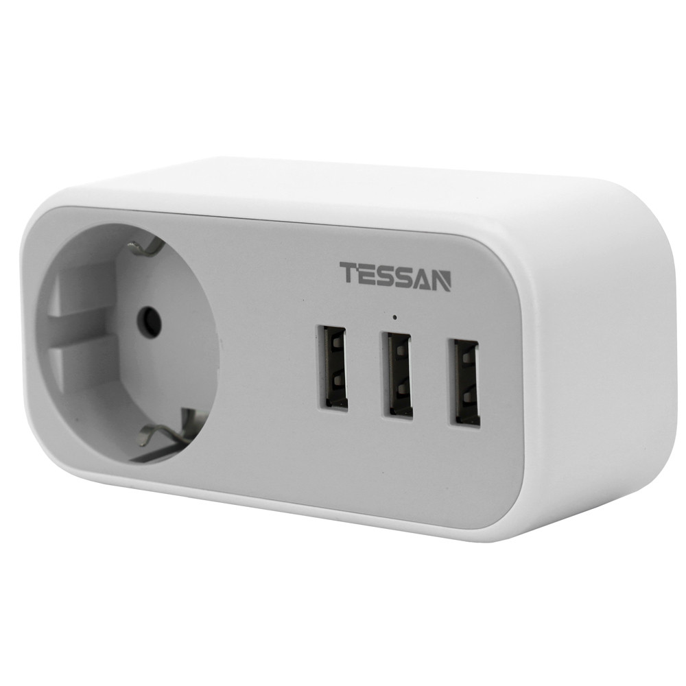 Сетевой фильтр + зарядка Tessan TS-329, Серый - фото 2 - id-p104307926