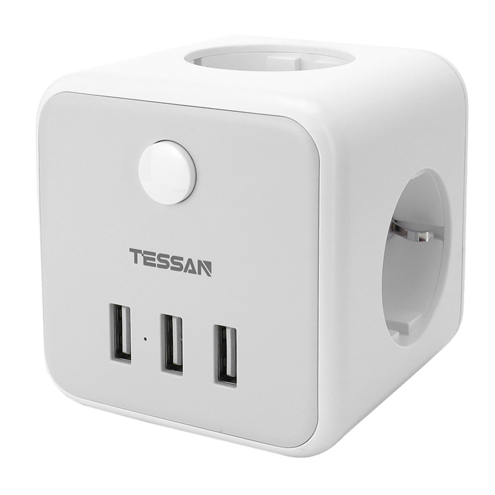 Сетевой фильтр + зарядка Tessan TS-301-DE, Серый - фото 2 - id-p104307930