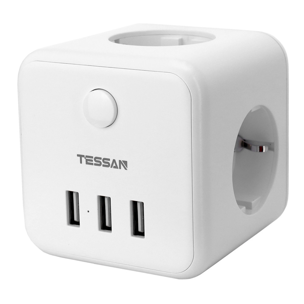 Сетевой фильтр + зарядка Tessan TS-301-DE, Белый - фото 2 - id-p104307931