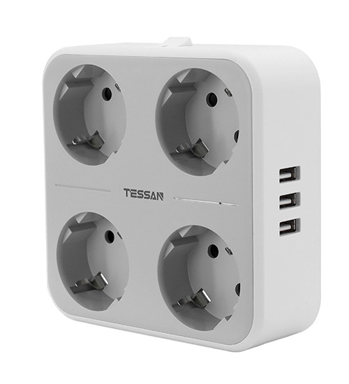 Сетевой фильтр + зарядка Tessan TS-302, 1.5m, Серый - фото 1 - id-p104307936