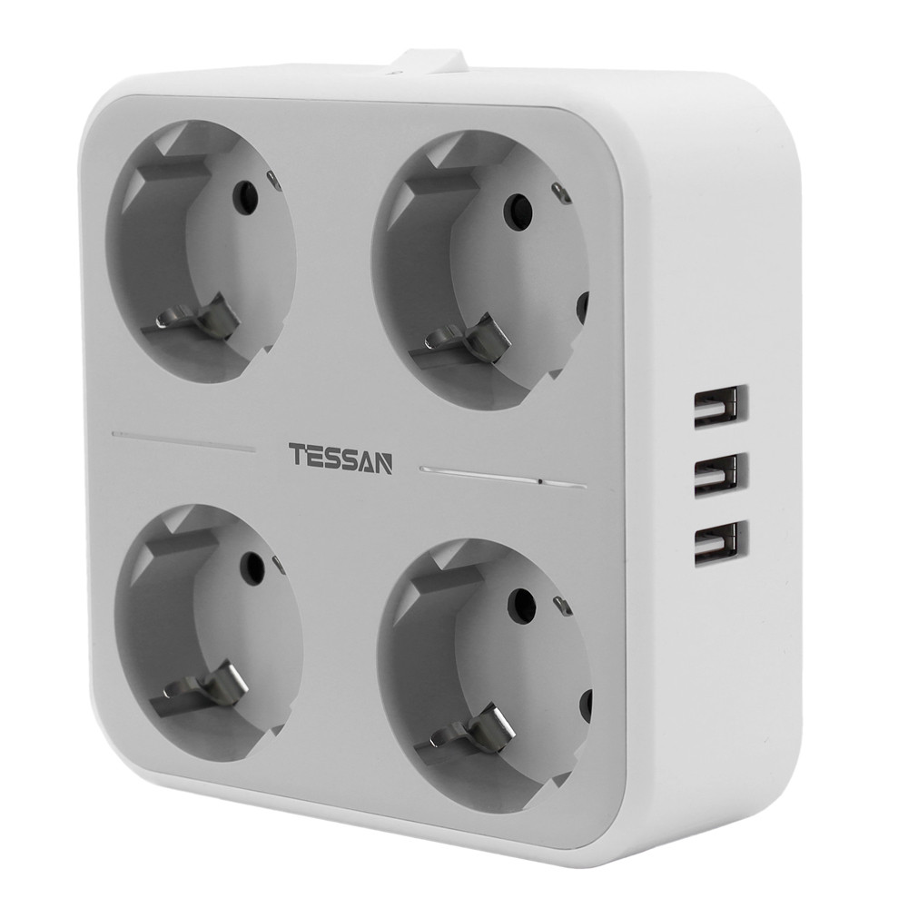 Сетевой фильтр + зарядка Tessan TS-302, 1.5m, Серый - фото 2 - id-p104307936
