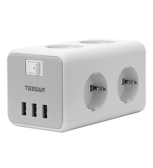 Сетевой фильтр + зарядка Tessan TS-306, 1.8m, Серый - фото 1 - id-p104307938