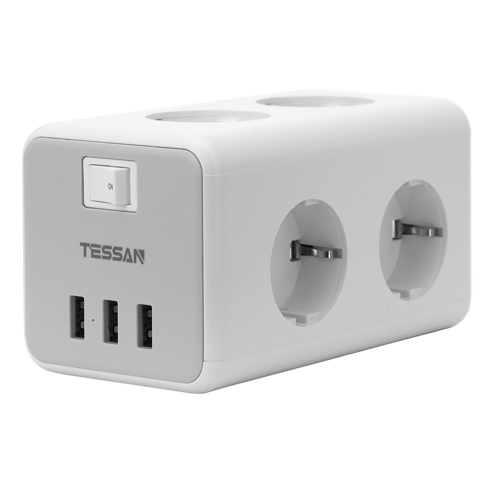 Сетевой фильтр + зарядка Tessan TS-306, 1.8m, Серый - фото 2 - id-p104307938