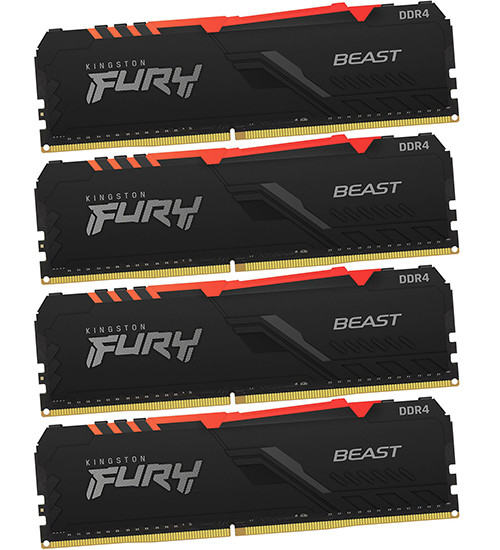 Комплект модулей памяти Kingston Fury Beast RGB, KF432C16BBAK4/32, DDR4, 32 GB