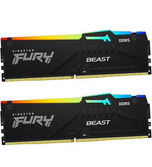 Комплект модулей памяти Kingston Fury Beast RGB, KF552C40BBAK2-32, DDR5, 32 GB, Черный