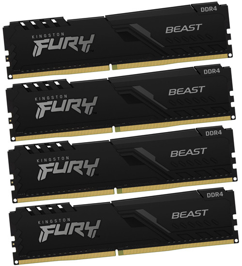 Комплект модулей памяти Kingston Fury Beast, KF436C18BBK4/64, DDR4, 64 GB, Черный