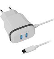 Зарядка USB 220В Ritmix RM-2082C, Белый