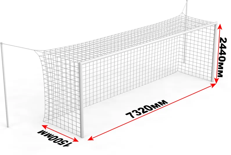 Ворота футбольные стационарные со стойками натяжения для сетки (7,32х2,44 м)