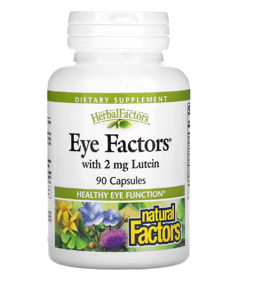 Natural Factors, Eye Factors с содержанием 2 мг лютеина, 90 капсул