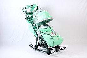 Детские санки-коляска Nika Kids 7-4 НД7-4 с тигром, светло-зелёные