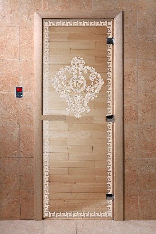 Дверь стеклянная банная Византия, 3 петли, стекло 8 мм, коробка Ольха - фото 3 - id-p55914617
