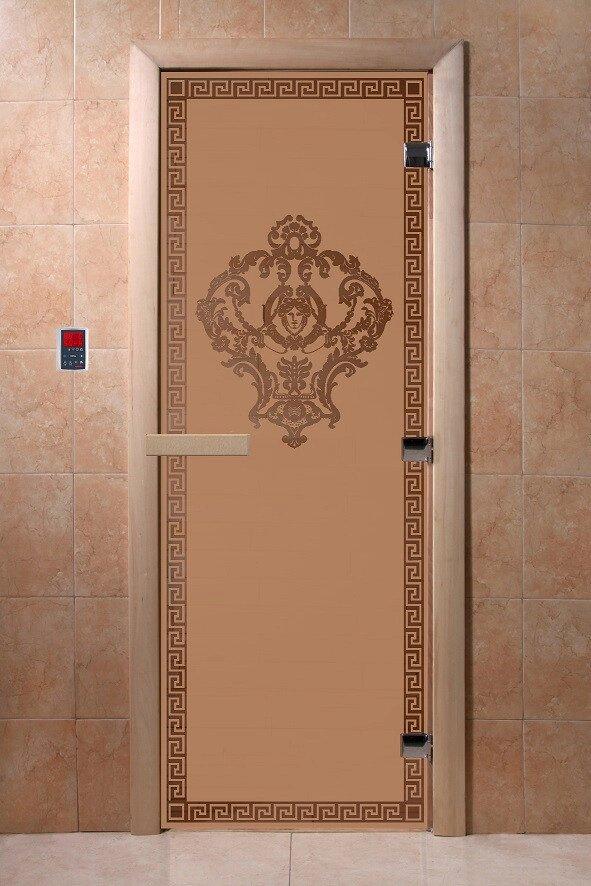Дверь стеклянная банная Византия, 3 петли, стекло 8 мм, коробка Ольха - фото 2 - id-p55914617