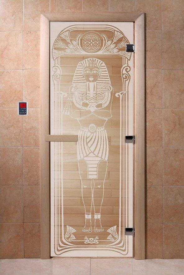 Дверь стеклянная банная Египет, 3 петли, стекло 8 мм, коробка Ольха - фото 3 - id-p55913079