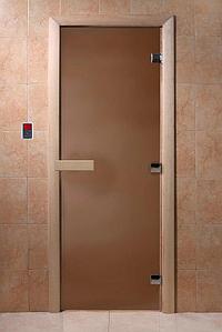 Дверь "Банная ночь" (бронза матовое) 180х70, 8 мм, 3 петли, коробка хвоя, Банный Эксперт