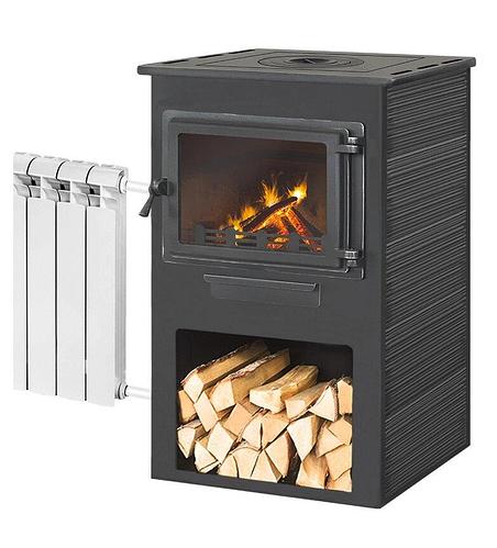 Печь-камин Этна (Панорама) с плитой и т/о "Антрацит" Ø150мм (id 104328557)