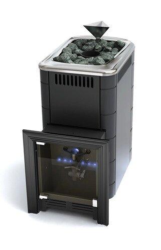 Печь для бани газовая ТМФ Таймыр Inox закрытая каменка антрацит (без ГГУ)