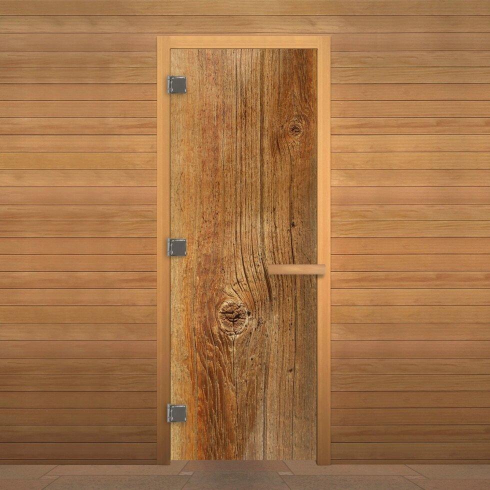 Дверь стекло Декор "Дерево" Люкс 1900х700 (8мм, 3 петли 710 CR) (Осина) Везувий - фото 2 - id-p104328706