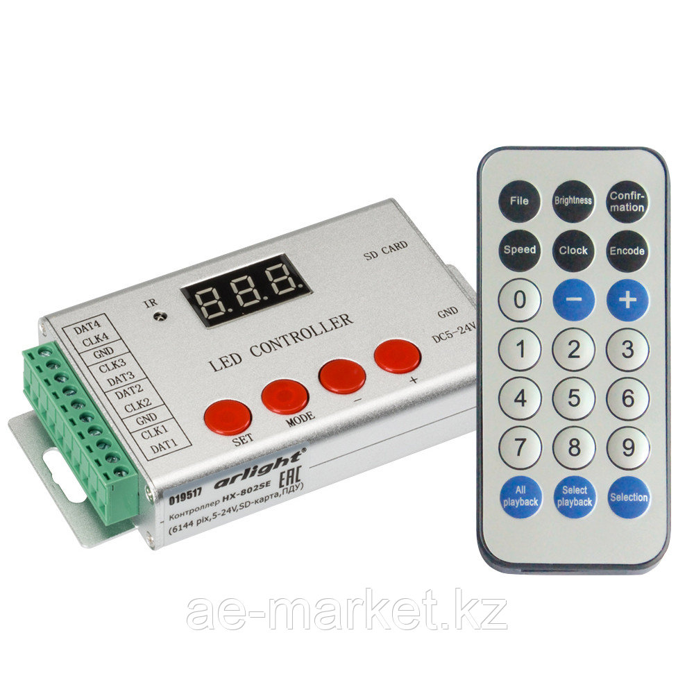 Контроллер HX-802SE-2 (6144 pix, 5-24V, SD-карта, ПДУ) (Arlight, -) - фото 1 - id-p104342679