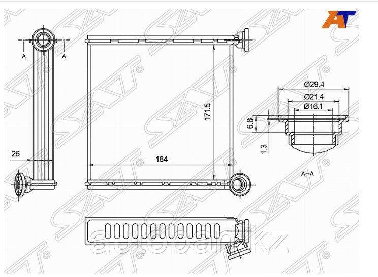 Радиатор печки Audi A3 2013-/Skoda Octavia A7 2013-/Volkswagen Golf 2013-/Passat B8 2014-/Jetta 2011-, фото 1