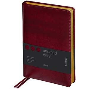 Ежедневник недатированный, A5, 160л., кожзам, Berlingo "xGold", зол. срез, бордовый