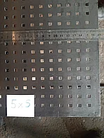 Перфорированный металлический лист Qg (4) 5х5 мм. Шаг-12 мм.Размер 1000х2000мм.Сталь Хк.Толщина 1 мм