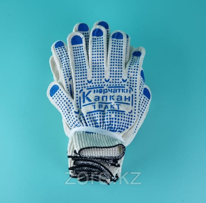 Перчатки рабочие х/б синтетические ПВХ трикотажные Капкан хозяйственные ...