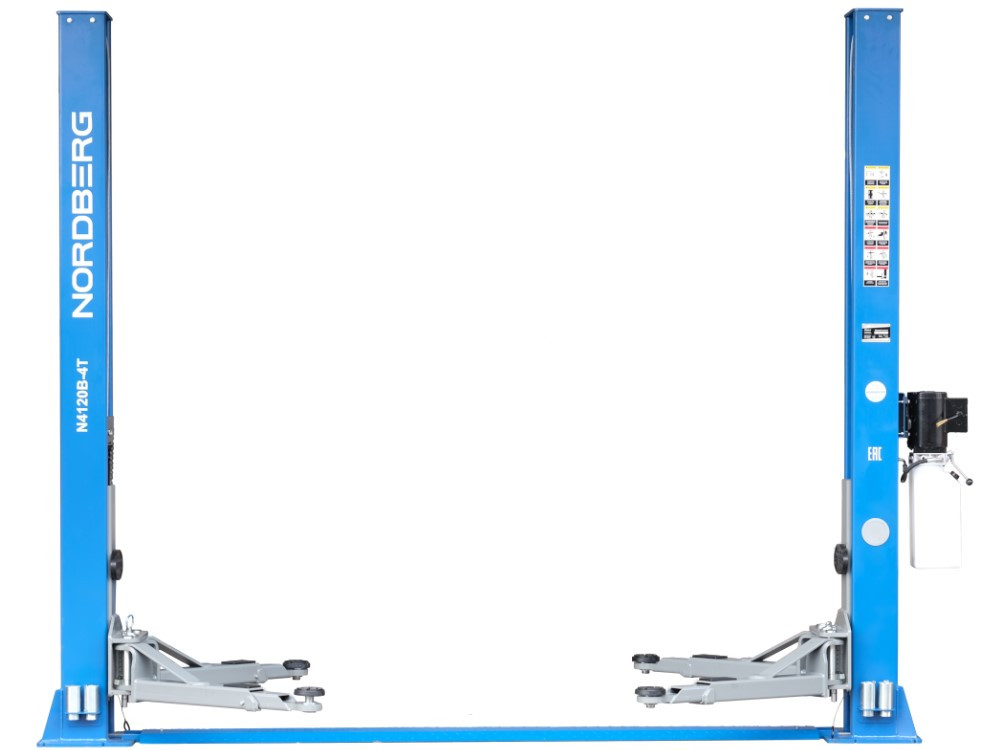Подъемник 220V 2х стоечный 4т (синий) NORDBERG N4120B-4B - фото 2 - id-p83244235